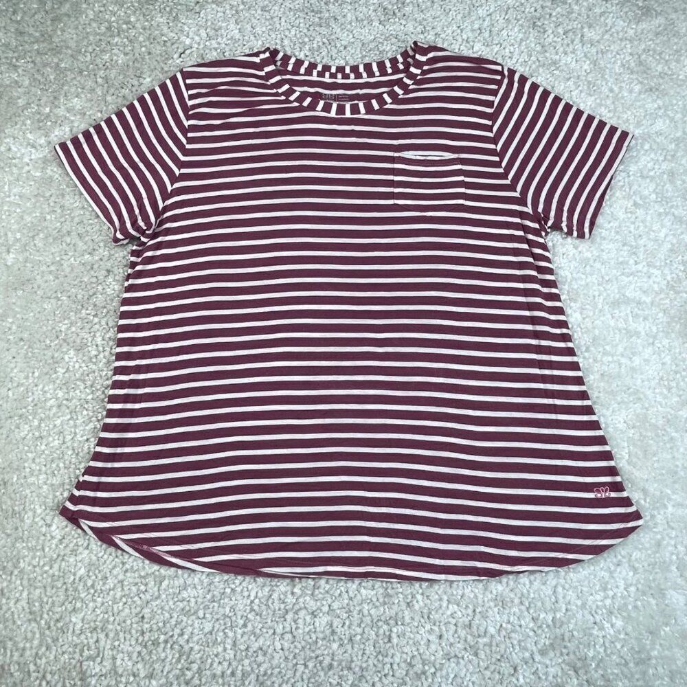 Albion Fit Striped Tee Burgundy White